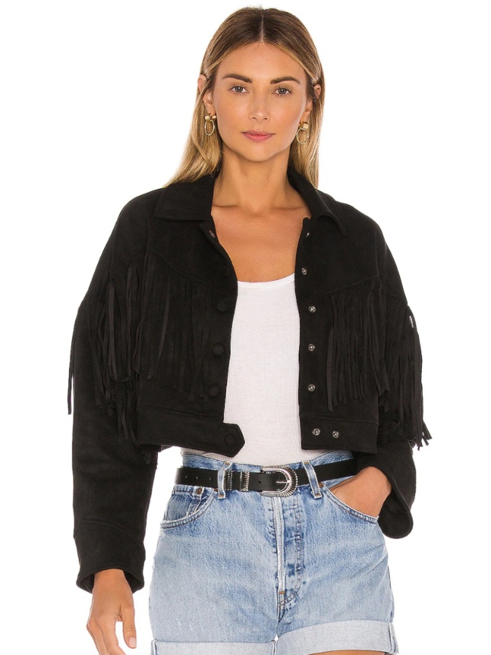 Tularosa Arches Black Faux Suede Fringe Jacket REVOLVE Size S